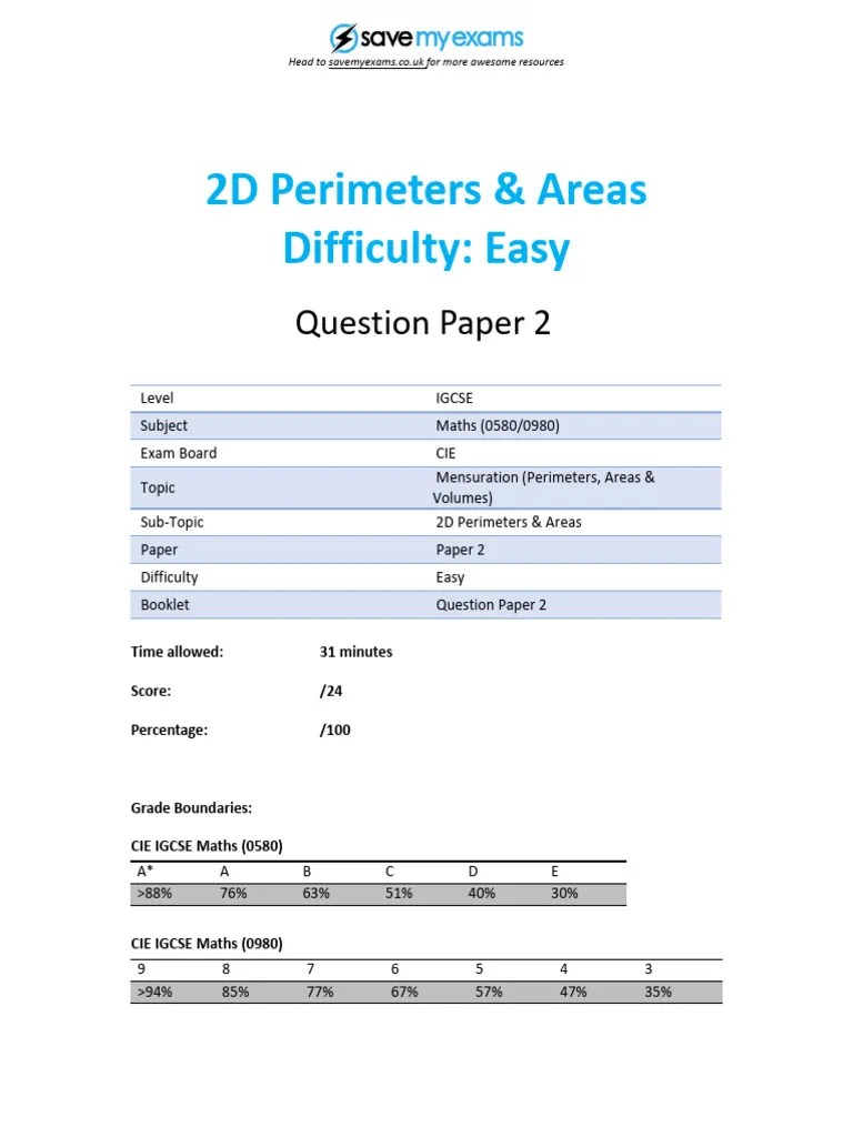 E5.2-2D-Perimeters-_-Areas-2A-Topic-Booklet-2_1 | PDF | Student Assessment And Evaluation ...