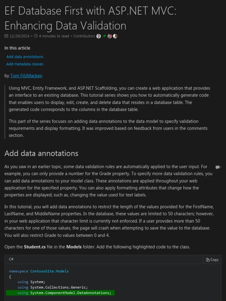 EF Database First With ASP - Net MVC - Enhancing Data Validation ...