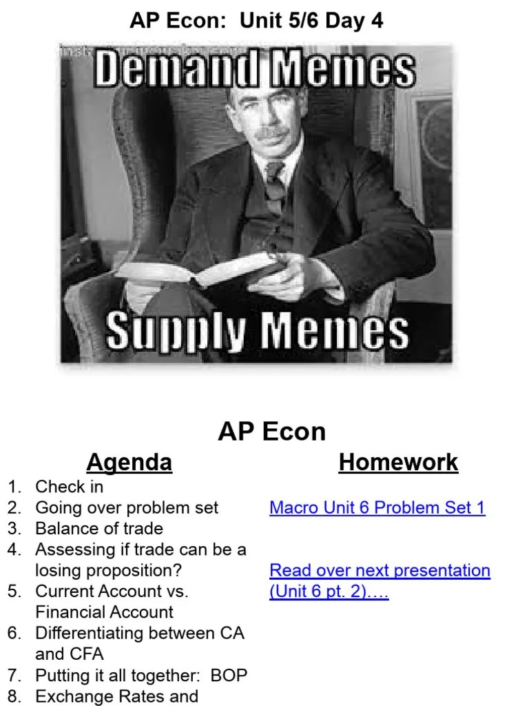 Macro Unit 6 Day 1 - Balance Of Payments Accounts And Exchange Rates (Student Version) | PDF ...