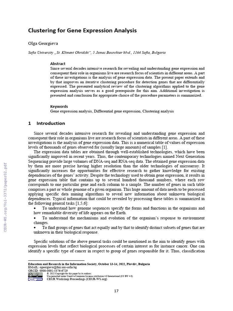 Clustering For Gene Expression Analysis | PDF | Cluster Analysis ...