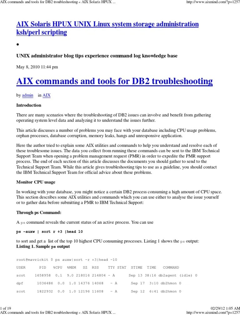 AIX Commands And Tools For DB2 Troubleshooting AIX Solaris HPUX UNIX ...