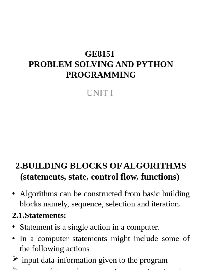 Building Blocks Of Algorithms | PDF