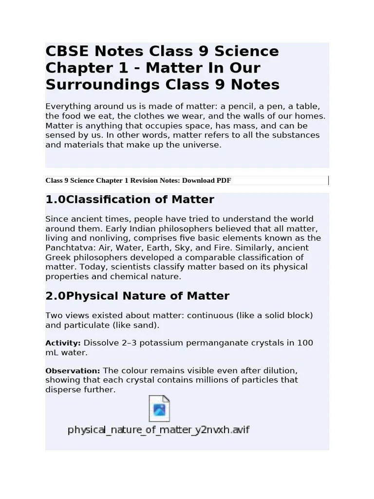 Cbse Notes Class 9 Science Chapter 1 Pdf Evaporation Gases