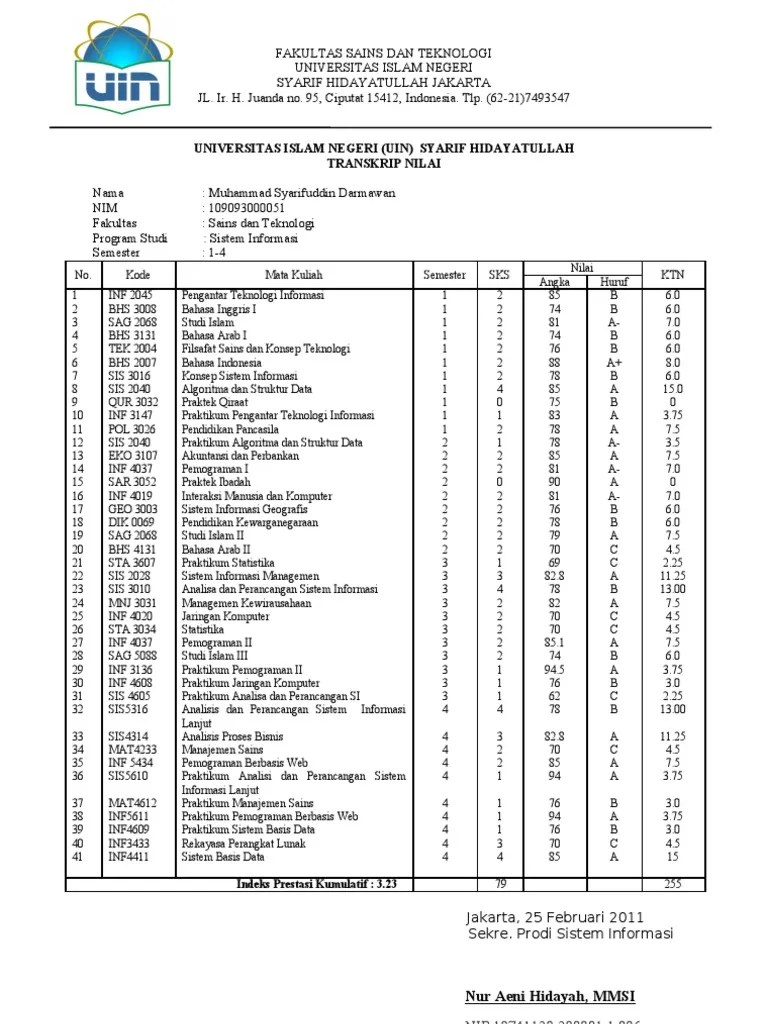 Sedangkan ijazah hanya berupa nilai akhir rekapitulasi nilai rapor dan nilai ujian nasional. Template Transkrip Nilai