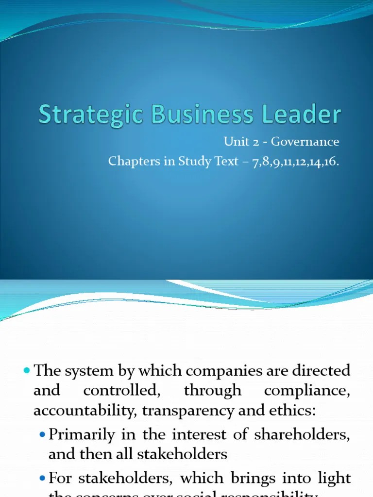 SBL Unit 2 Governance Compressed | PDF | Board Of Directors | Corporate Governance