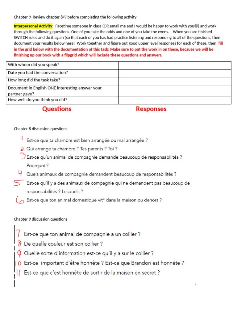 Chapter 8 And 9 Interpersonal Questions | PDF