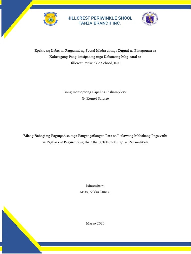 Epekto Ng Labis Na Paggamit Ng Social Media At Mga Digital Na Plataporma Sa Kalusugang Pang ...
