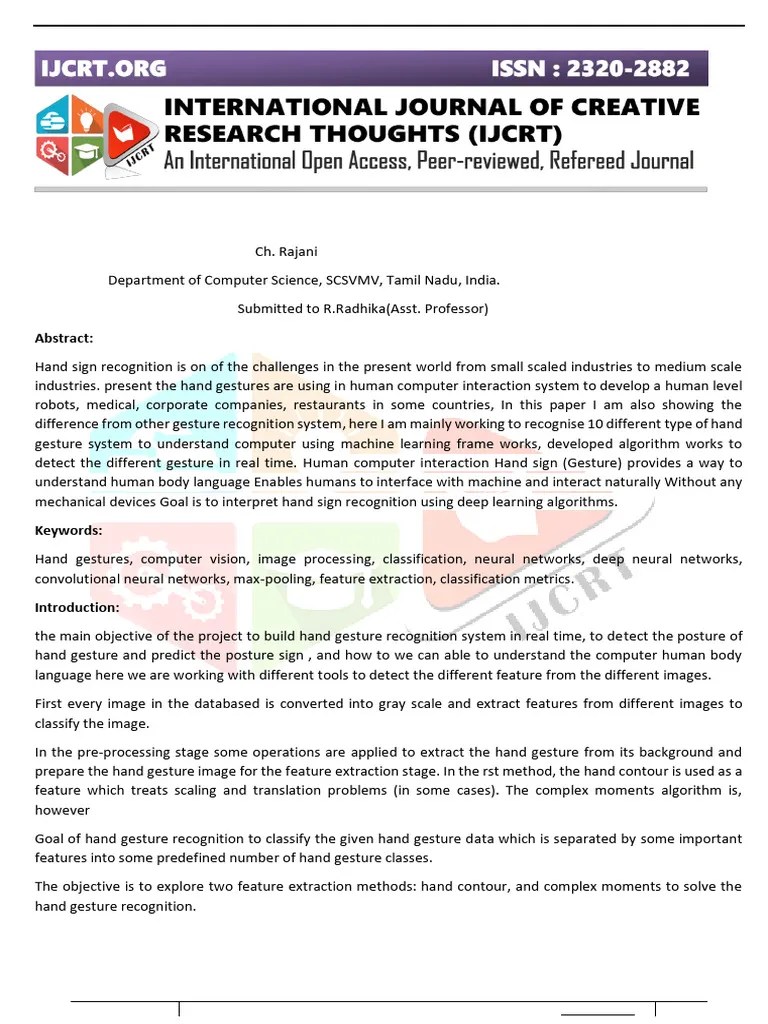 Hand Gesture Recognition Using Machine Learning | PDF | Learning ...