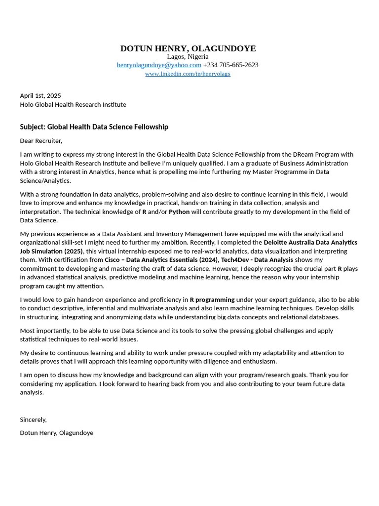 Data Science Motivational Letter | PDF | Data | Data Science