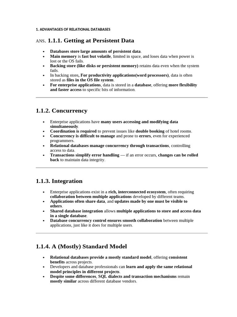 Advantages Of Relational Databases | PDF | Databases | Database Transaction