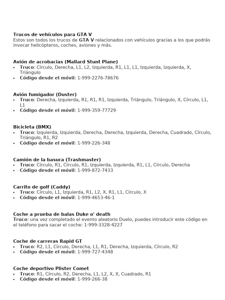 Trucos De Veh Culos Para GTA V PDF 1