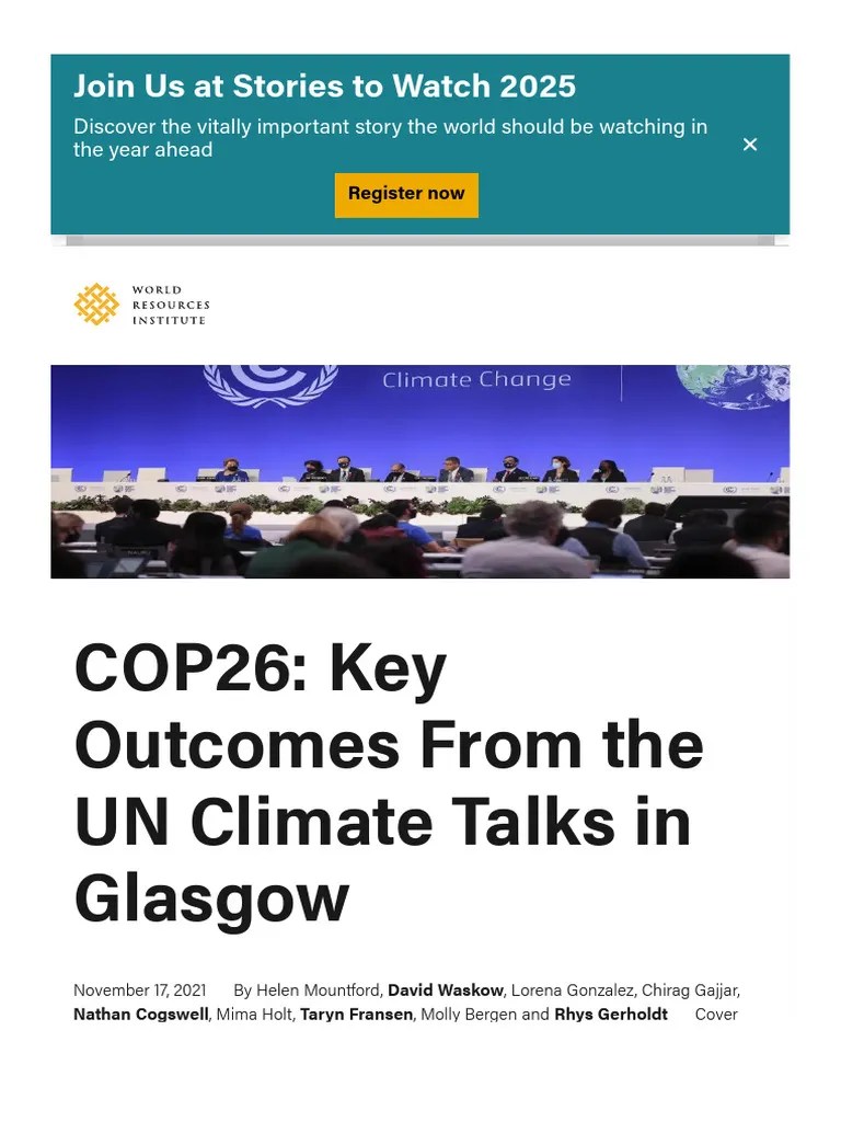 COP26 - Key Outcomes From The UN Climate Talks In Glasgow - World ...