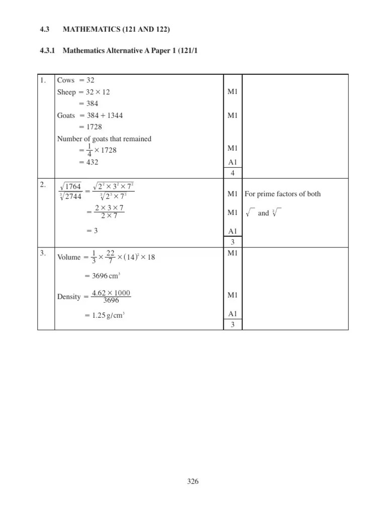 2014 KCSE Marking Scheme Mathematics PP 1 2 Answers | PDF | Area ...