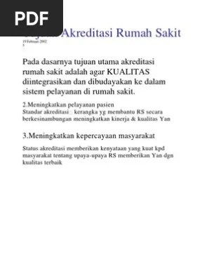 Rumah sakit di indonesia, sedangkan status akreditasi saat . Tujuan Akreditasi Rumah Sakit Pdf
