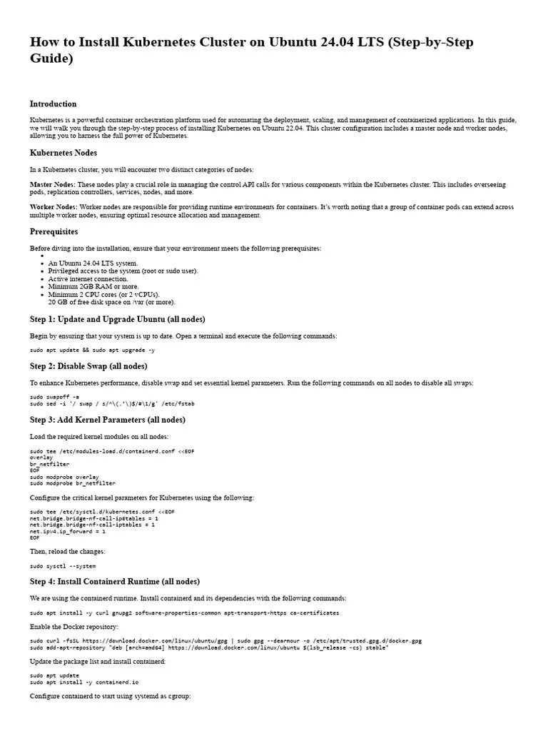 How To Install Kubernetes Cluster On Ubuntu 24.04 LTS (Step-by-Step ...