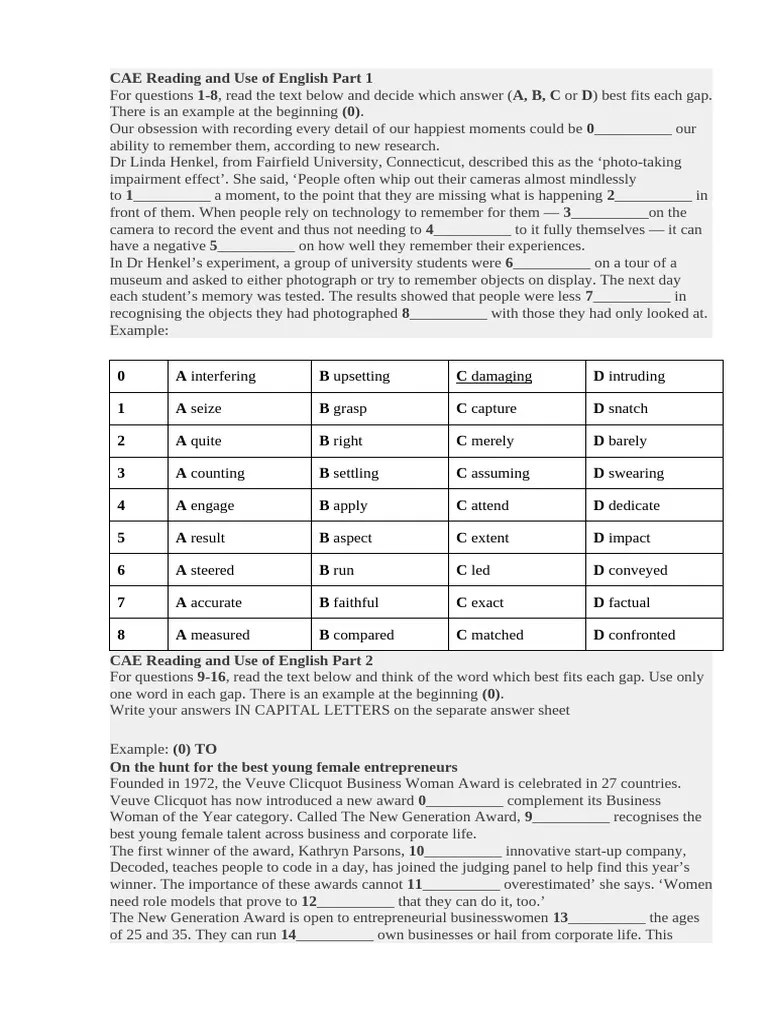 CAE Reading And Use Of English Part 1 | PDF | Popular Culture | Triathlon