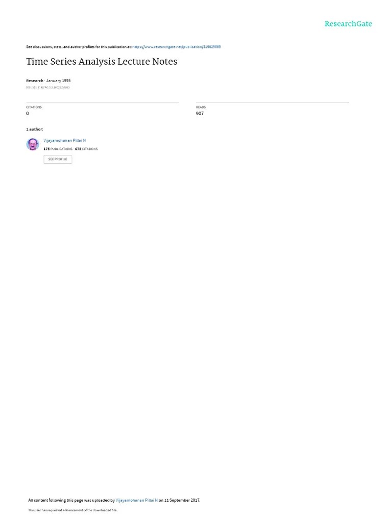 Time Series Analysis Lecture Notes | PDF | Autoregressive Model ...