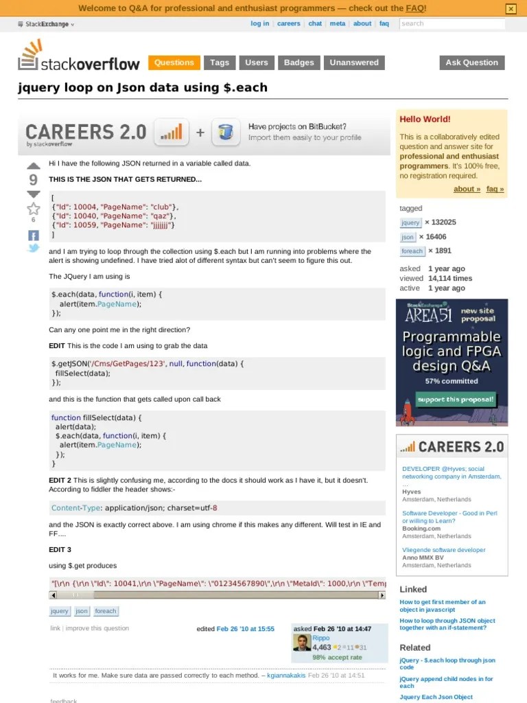 Jquery Loop On Json Data Using $.each - Stack Overflow - EfrainBonilla ...