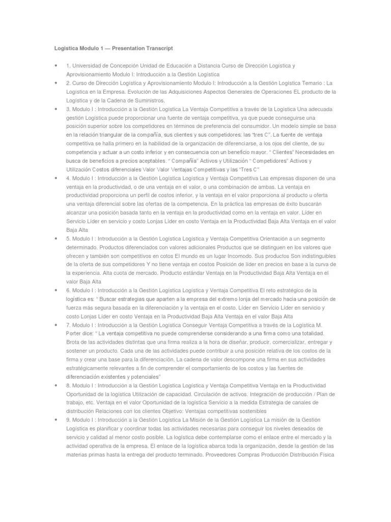 Logistica Modulo 1 | PDF | Logística | Distribución (comercial)