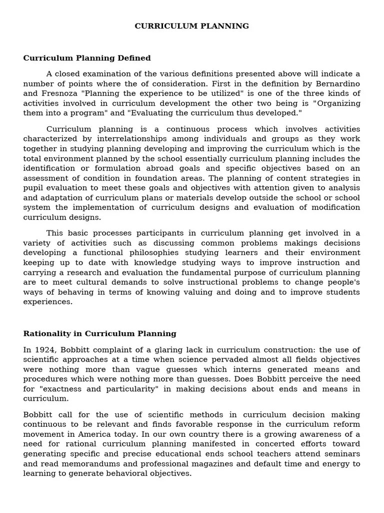 Effective Curriculum Planning Strategies Pdf Curriculum Learning