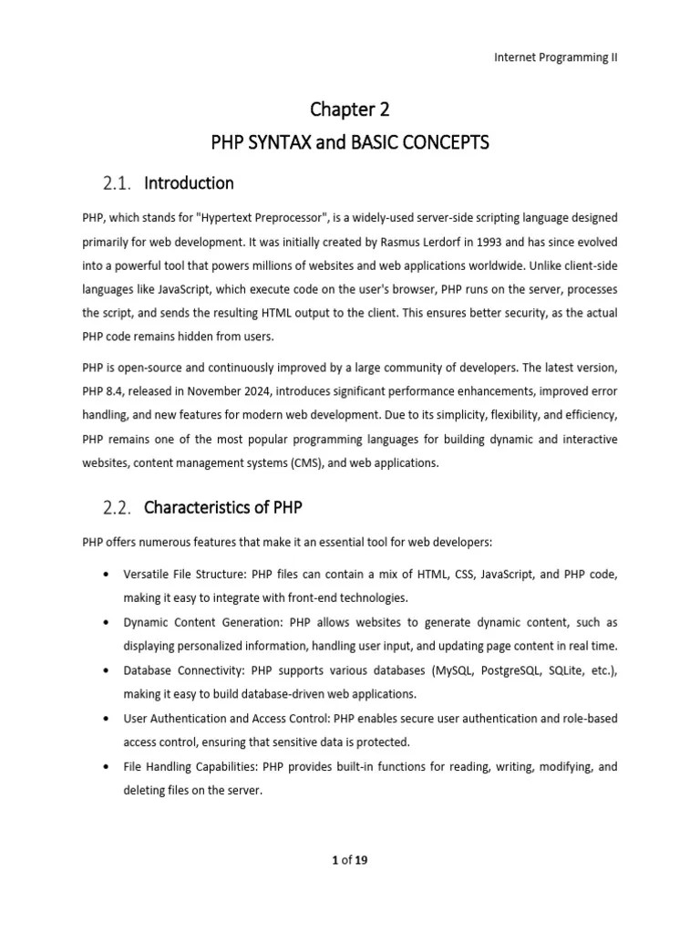 Chapter 2 - PHP Fundamentals | PDF | Php | Data Type