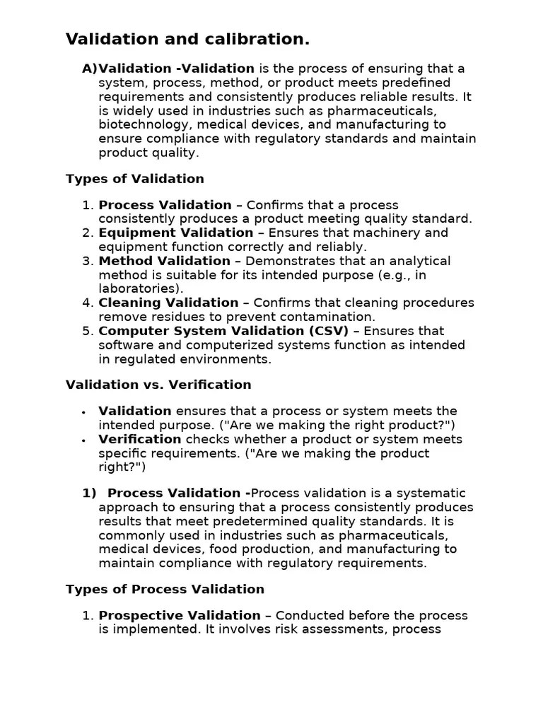 Validation And Calibration | PDF | Verification And Validation | Calibration