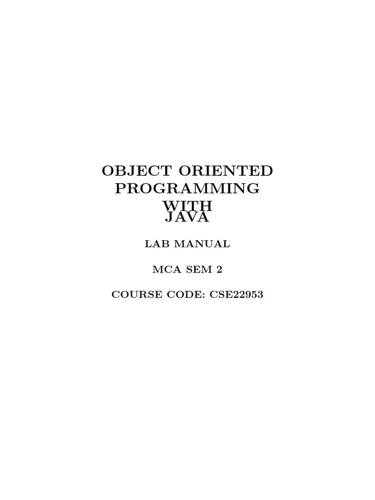 Mca Java Lab Manual Lab 2nd Sem Pdf Constructor Object Oriented