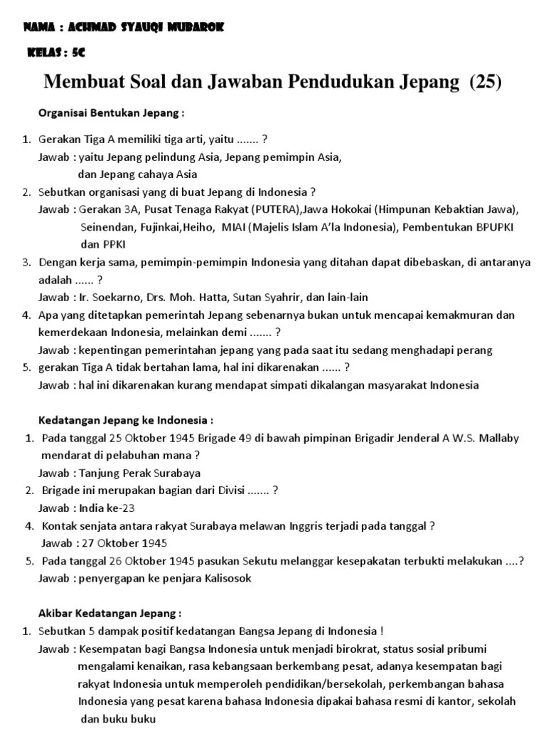 Contoh Soal Essay Sejarah Beserta Jawabannya - Soal Kelasmu