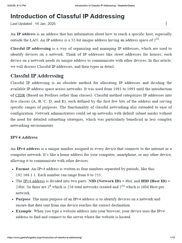 Introduction Of Classful IP Addressing | PDF | Ip Address | Computer ...