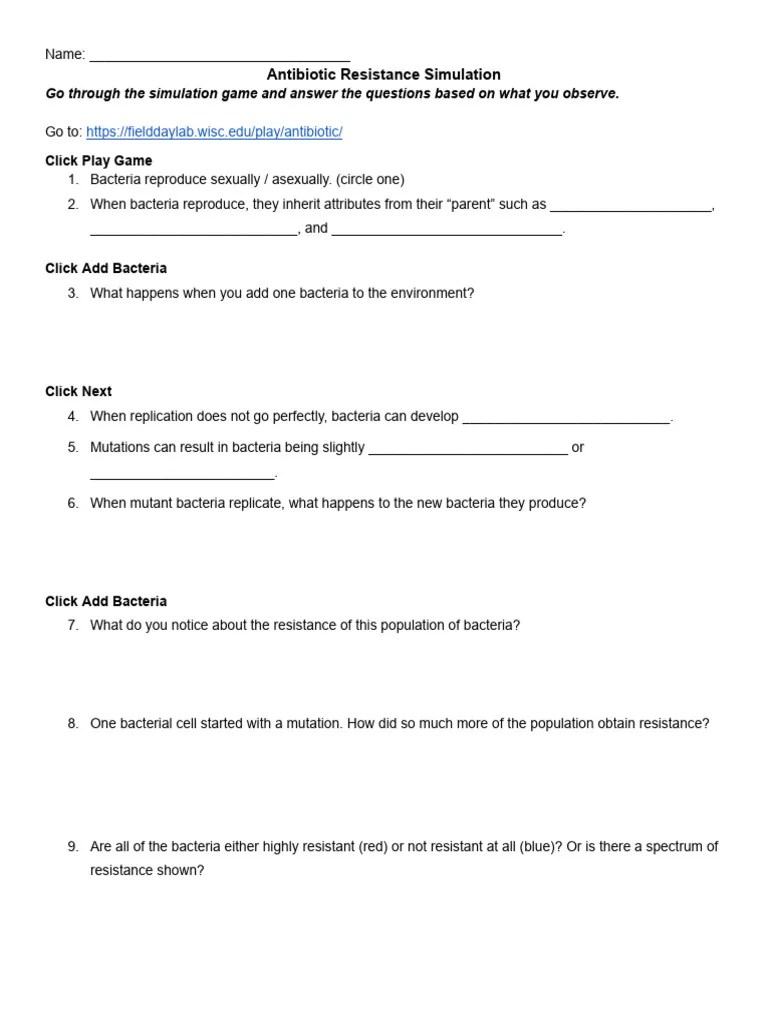 Antibiotic Resistance Simulation | PDF