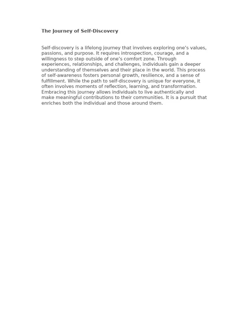 The Journey Of Self-Discovery | PDF