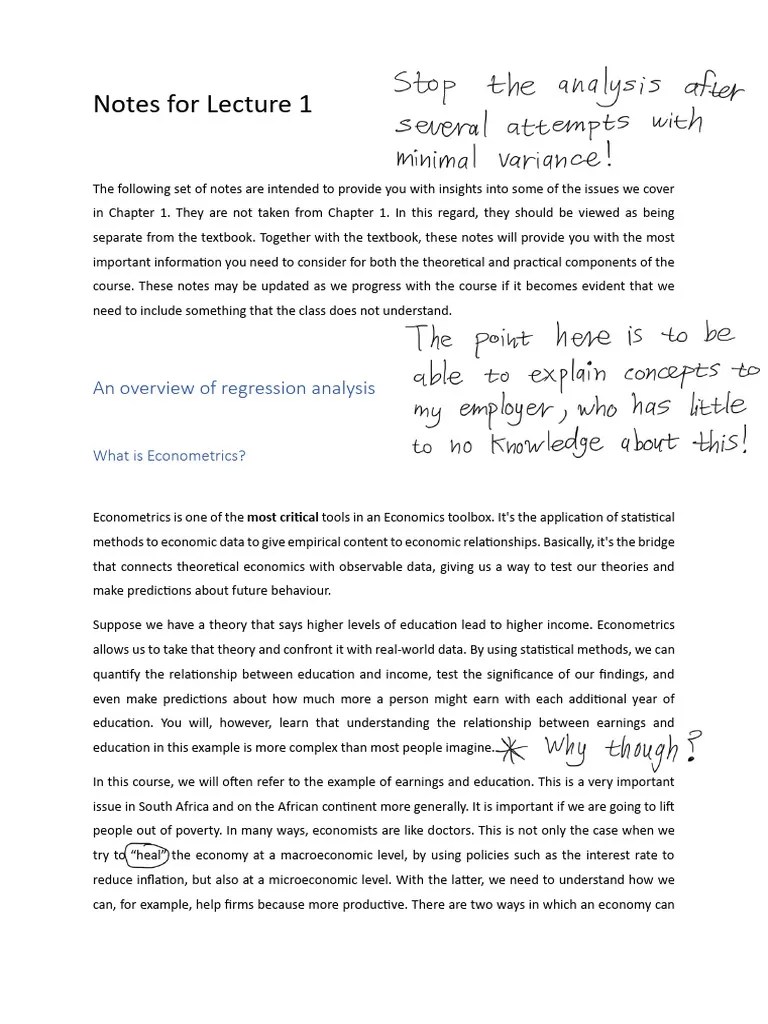 Econometrics Notes Lecture 1 | PDF | Regression Analysis | Probability Distribution
