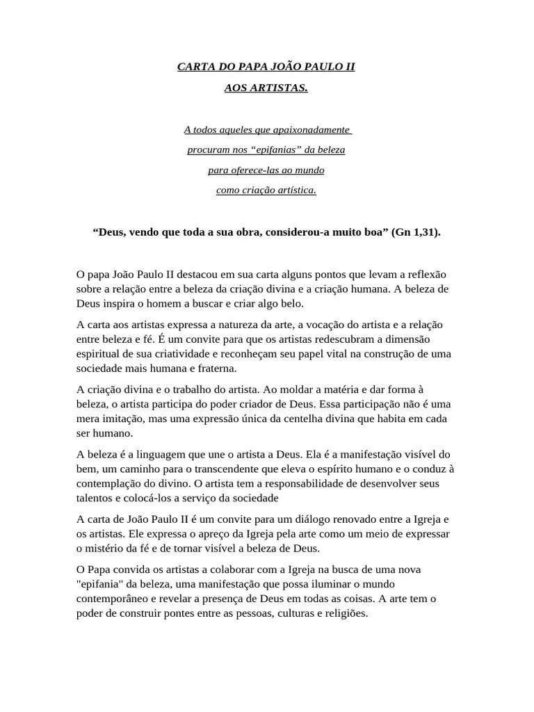 CARTA DO PAPA JOÃO PAULO II, Fernando | PDF