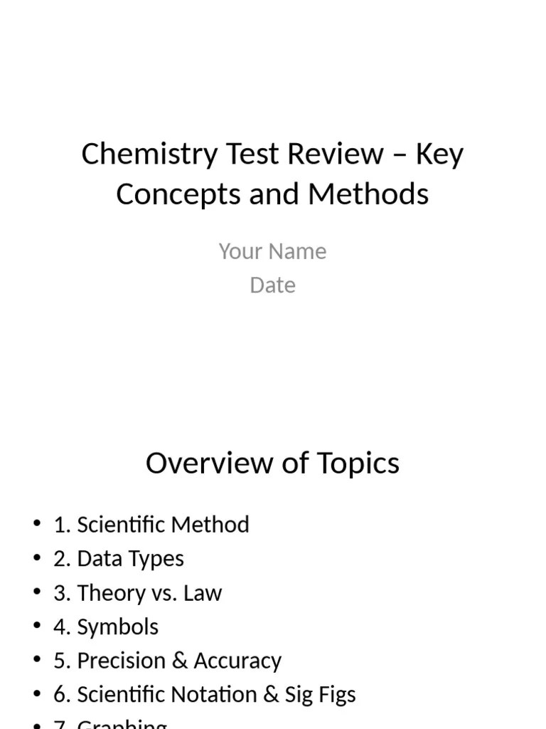 Chemistry Test Review Key Concepts Pdf Significant Figures