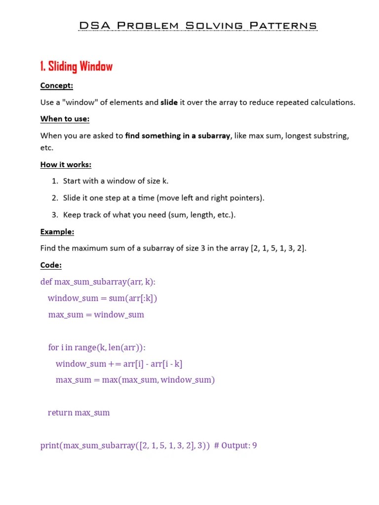 DSA Problem Solving Patterns | PDF | Algorithms | Theoretical Computer Science