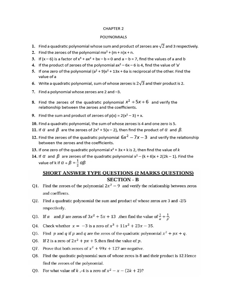 CHAPTER 2 Polynomials | PDF