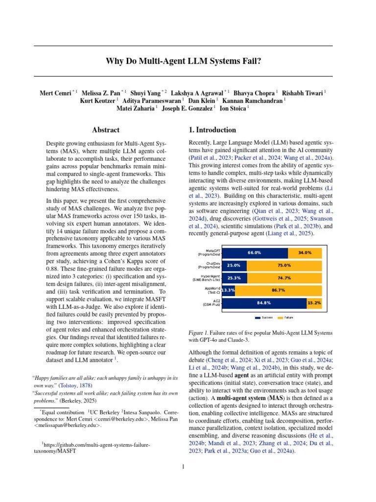 Why Do Multi Agent Llm Systems Fail Pdf