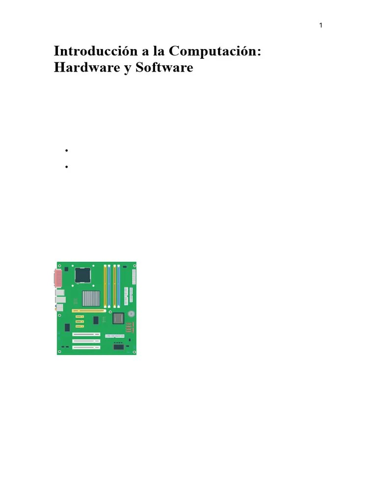 Introducción A La Computación - Hardware Y Software | PDF | Hardware De ...