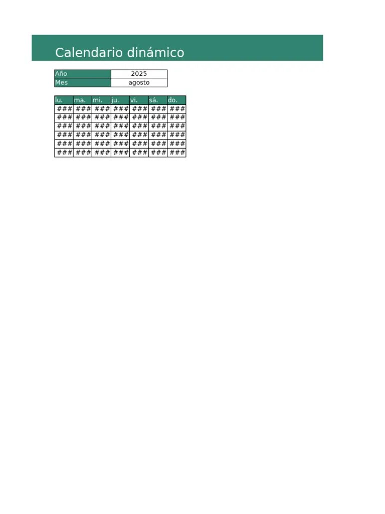 Calendario Dinámico En Excel | PDF
