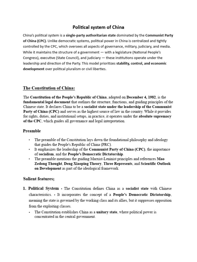 Political System Of China, | PDF | Government Of China | China