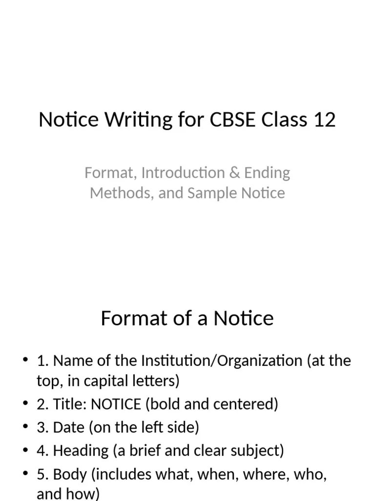 Notice Writing Cbse Class12 Pdf