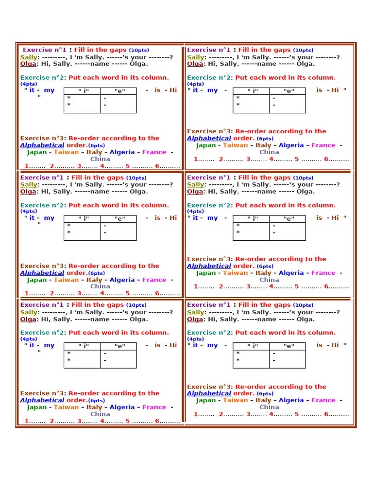 English Language Gap Filling Exercises Pdf