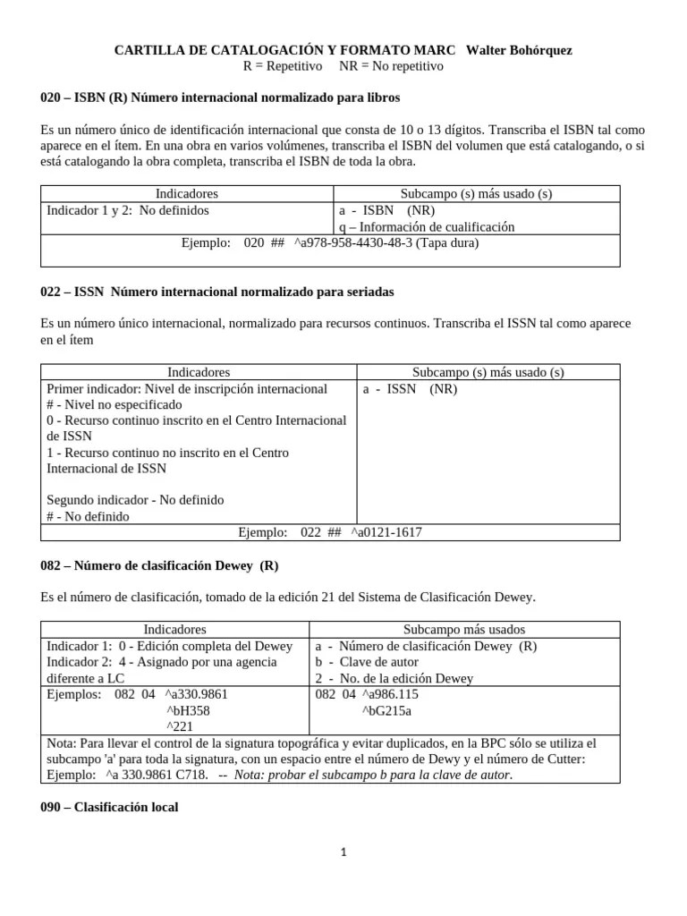 Cartilla De Catalogación Con RDA Y Marc 21 | PDF | Colombia