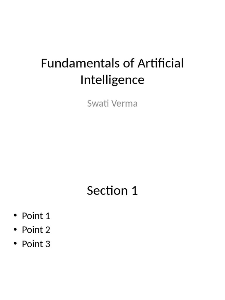 Fundamentals Of Artificial Intelligence | PDF