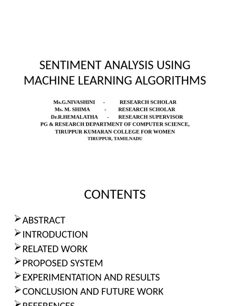 Sentiment Analysis Using Machine Learning Algorithms | PDF | Machine ...