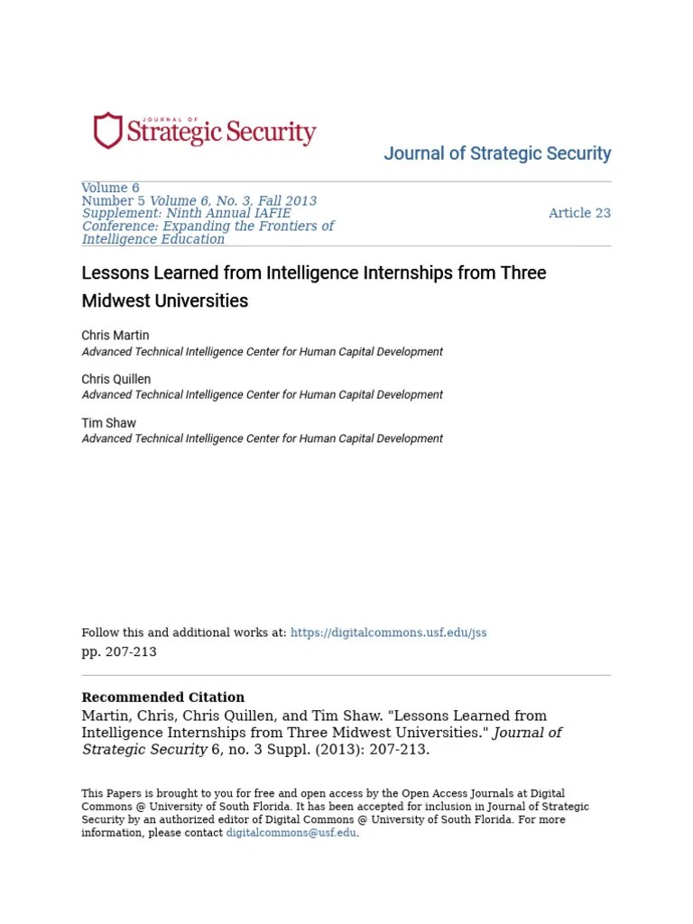 Lessons Learned From Intelligence Internships | PDF | Intelligence ...