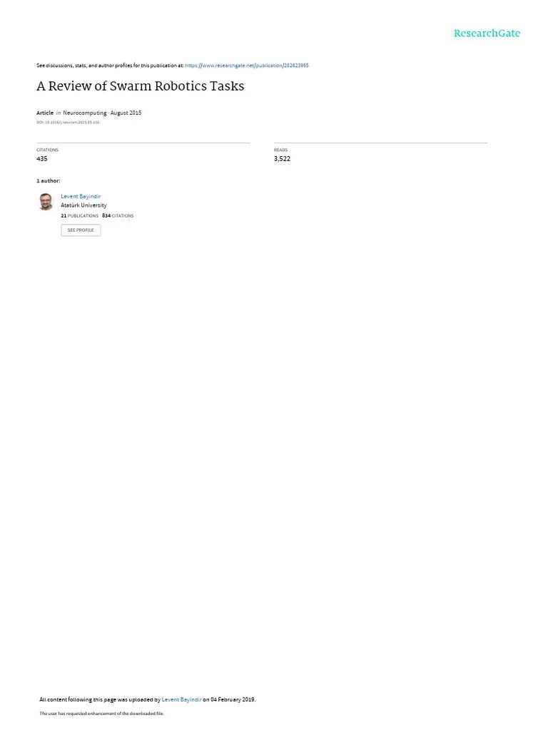 Swarm Robotics Review | PDF | Robotics | Robot