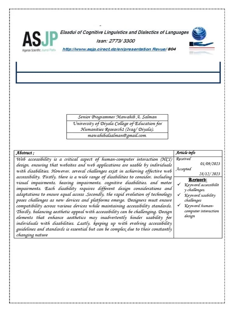 Accessibility And Usability Challenges In Human Computer Interaction ...