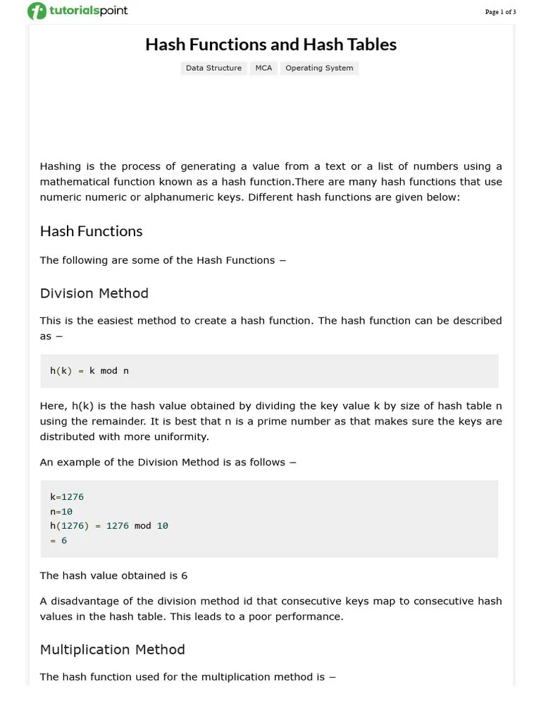 Hash Functions And Hash Tables | PDF | Computer Programming ...