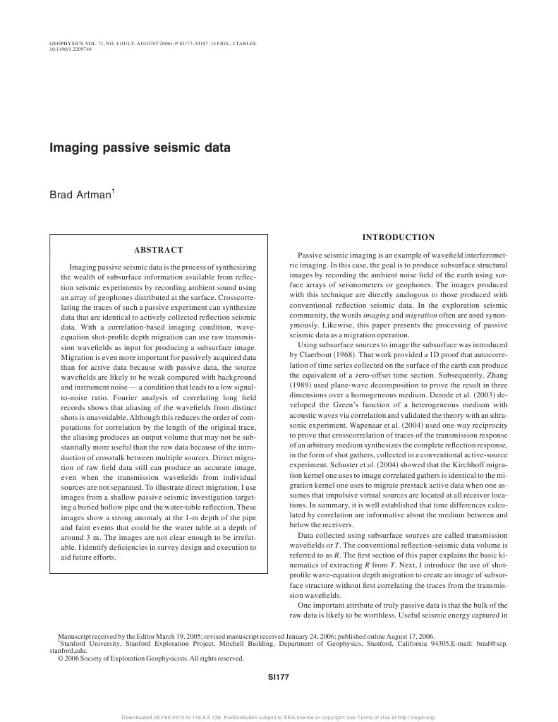 Imaging Passive Seismic Data | PDF | Discrete Fourier Transform | Reflection Seismology